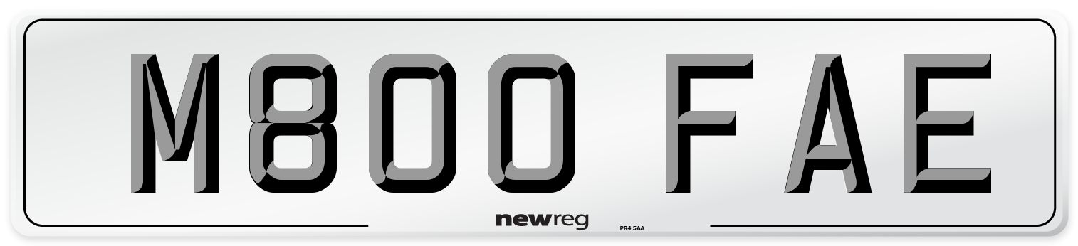 M800 FAE Number Plate from New Reg